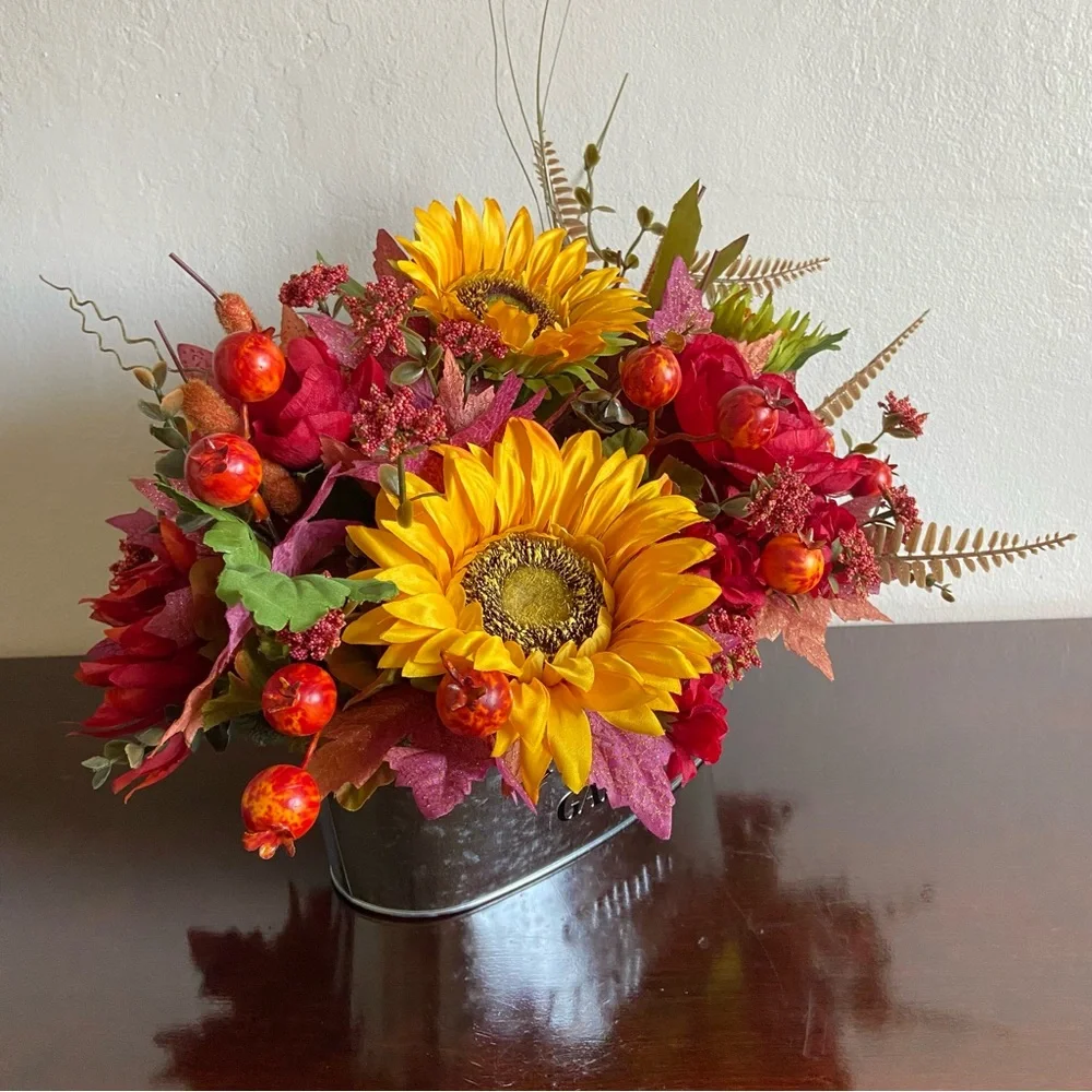 Faux Floral Bouquet with Sunflowers/Peonies